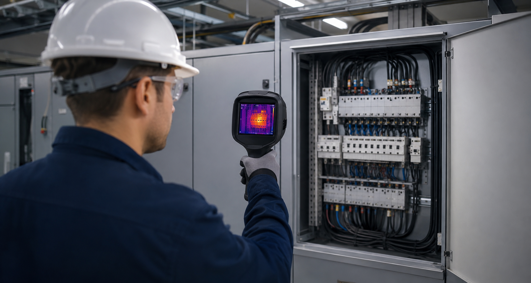 Elektrik panosunda termal kamera ölçümü